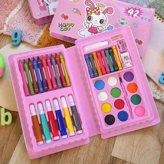 Obrazek z Artystyczny kuferek dla dzieci 42 sztuki - różowy