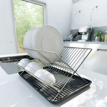 Obrazek z Stalowa suszarka na naczynia z tacką