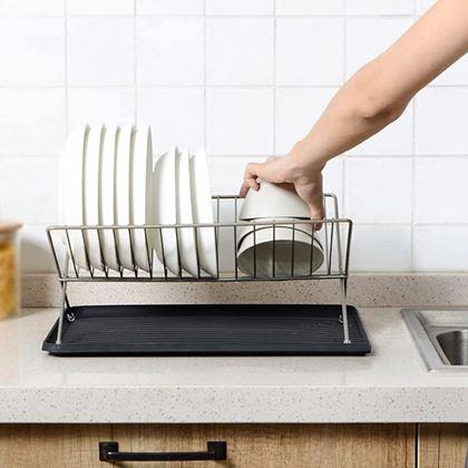 Obrazek z Metalowa suszarka do naczyń z tacką