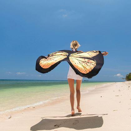 Obrazek z Sukienki plażowe - skrzydła motyla - L-XL - żółty