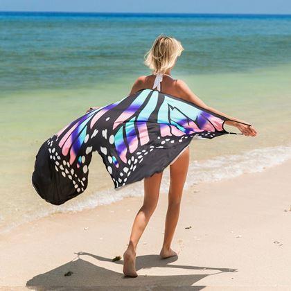 Obrazek z Sukienki plażowe - skrzydła motyla - L-XL - niebieski