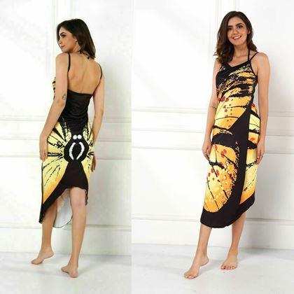 Obrazek z Sukienka plażowa/tunika na kostium kąpielowy skrzydła motyla - L-XL - żółty