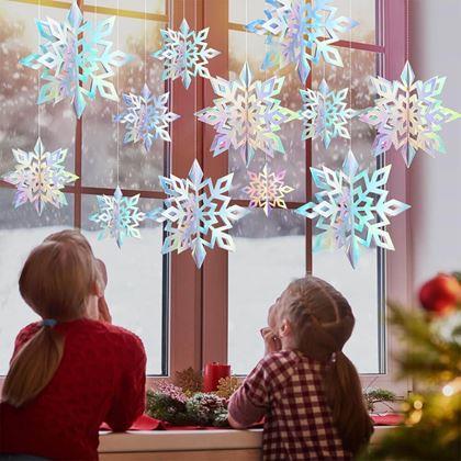Obrazek z Wisząca dekoracja śnieżynki 6 szt.