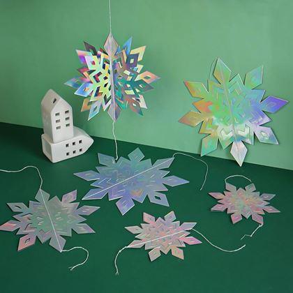 Obrazek z Wisząca dekoracja śnieżynki 6 szt.