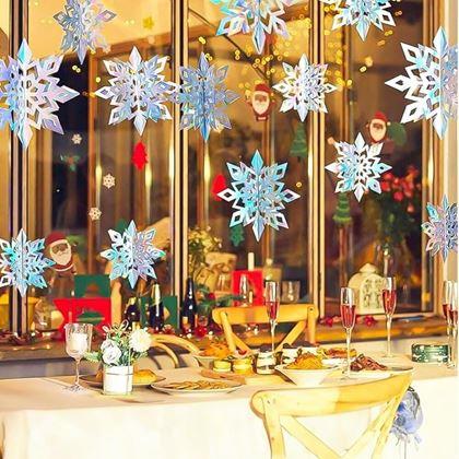 Obrazek z Wisząca dekoracja śnieżynki 6 szt.