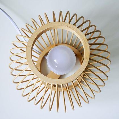 Obrazek z Bambusowa lampka stołowa z żarówką LED, ciepła biel