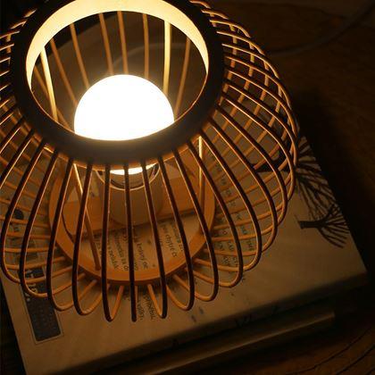 Obrazek z Bambusowa lampa stołowa z żarówką LED