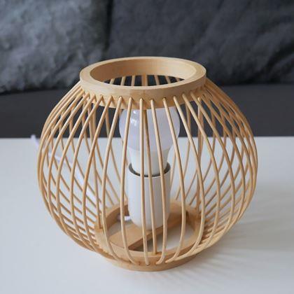 Obrazek z Bambusowa lampka stołowa z żarówką LED, ciepła biel