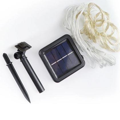 Obrazek z Solarny LED kaskadowy łańcuch świetlny – 10 pasm × 1 m - ciepła biel