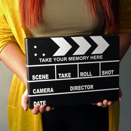 Obrazek z Dziennik wspomnień/album fotograficzny klaps filmowy + kreatywny zestaw naklejek