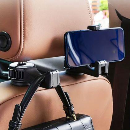 Obrazek z Multifunkční háček/držák telefonu do auta za opěrku