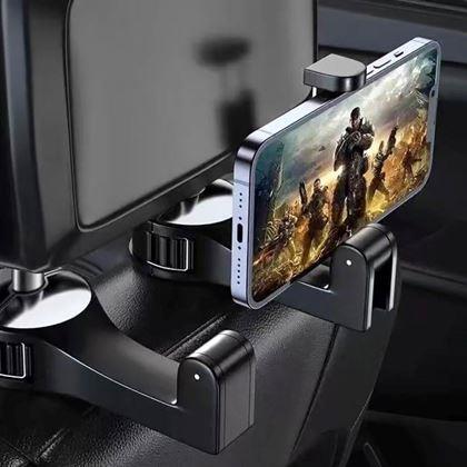 Obrazek z Multifunkční háček/držák telefonu do auta za opěrku