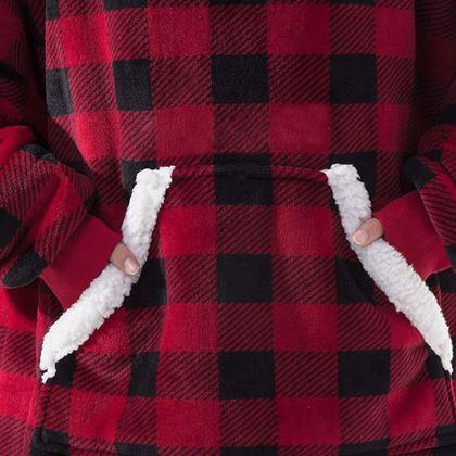 Obrazek z Ciepła bluza z futerkiem  -  w kratkę