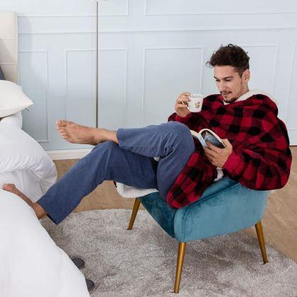 Obrazek z Ciepła bluza z futerkiem  -  w kratkę