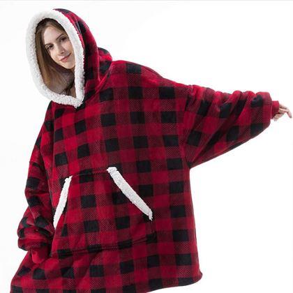 Obrazek z Ciepła bluza z futerkiem  -  w kratkę