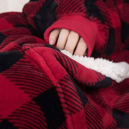 Obrazek z Ciepła bluza z futerkiem  -  w kratkę