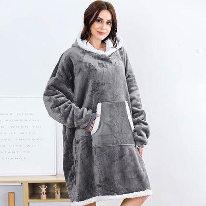 Obrazek z Ciepła bluza z futerkiem  -  szary