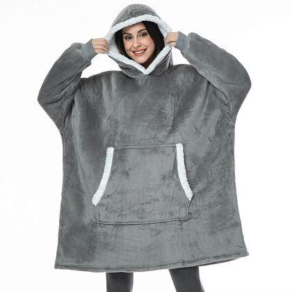 Obrazek z Ciepła bluza z futerkiem  -  szary