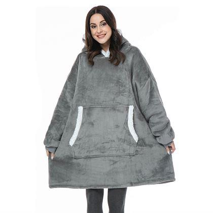 Obrazek z Ciepła bluza z futerkiem  -  szary