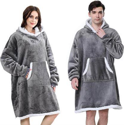 Obrazek z Ciepła bluza z futerkiem  -  szary