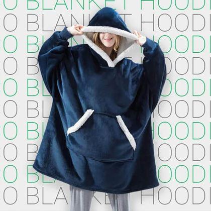 Obrazek z Ciepła bluza z futerkiem  -  niebieski