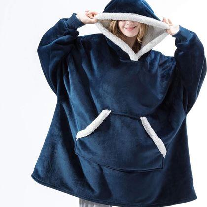 Obrazek z Ciepła bluza z futerkiem  -  niebieski