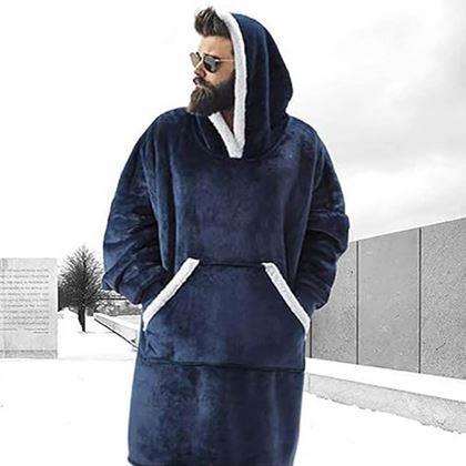 Obrazek z Ciepła bluza z futerkiem  -  niebieski