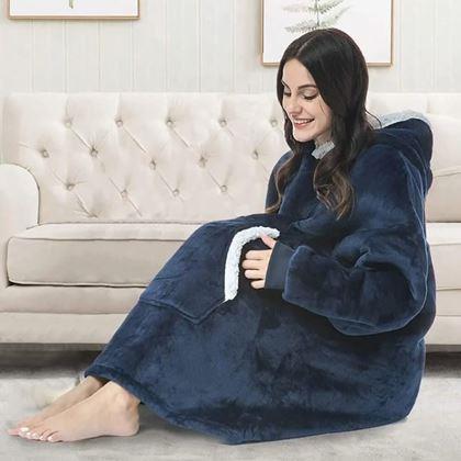 Obrazek z Ciepła bluza z futerkiem  -  niebieski