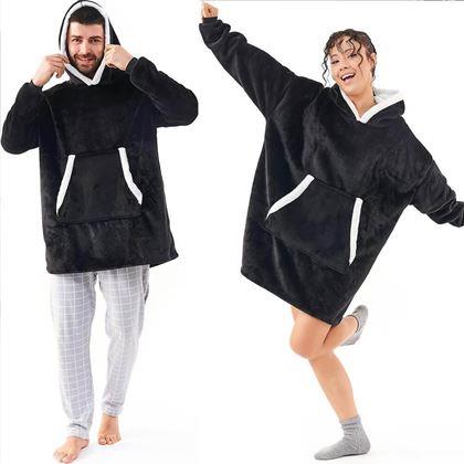 Obrazek z Ciepła bluza z futerkiem  -  czarny