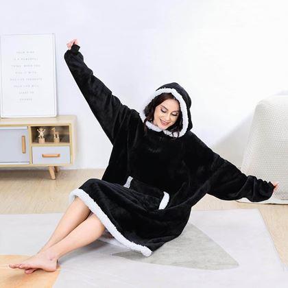 Obrazek z Ciepła bluza z futerkiem  -  czarny