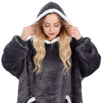 Obrazek z Ciepła bluza z futerkiem  -  czarny