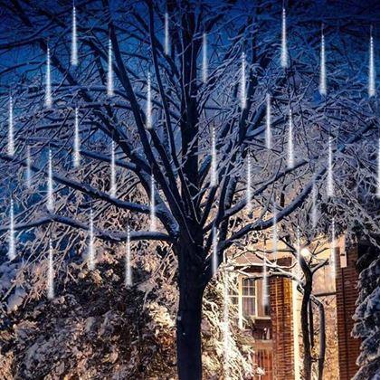 Obrazek z Świąteczne oświetlenie padający śnieg  - zimne światło