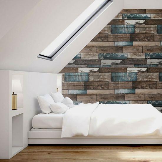 Obrazek z 3D tapeta drewno - kolorowe