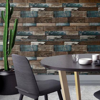 Obrazek z 3D tapeta drewno - kolorowe