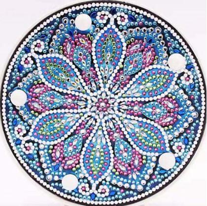 Obrazek z Diamentowe malowanie - lampa LED mandala - niebiesko -  fioletowa