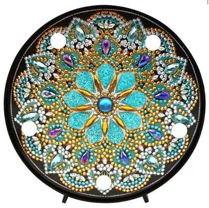 Obrazek z Diamentowe malowanie - lampa LED mandala - niebiesko -  fioletowa