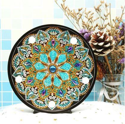 Obrazek z Diamentowe malowanie - lampa LED mandala - niebiesko -  fioletowa