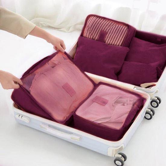 Obrazek z Zestaw organizerów podróżnych do walizki  -  bordowe