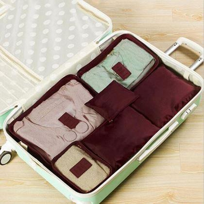 Obrazek z Zestaw organizerów podróżnych do walizki  -  bordowe