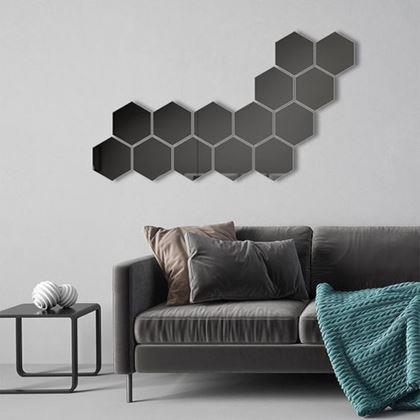 Obrazek z 10 sztuk samoprzylepnych paneli sześciokątnych - czarna mozaika