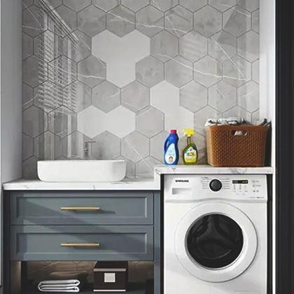 Obrazek z Tapeta heksagon 10 sztuk - szara mozaika