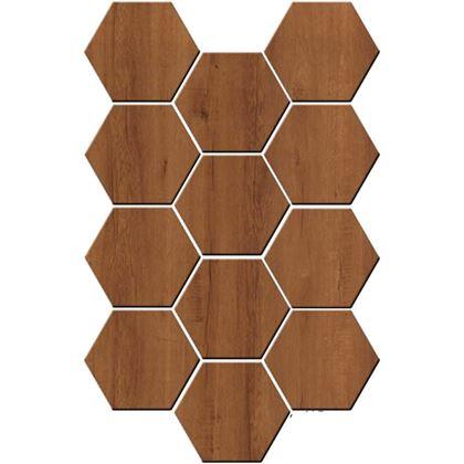 Obrazek z Tapeta heksagon 10 sztuk - ciemne drewno