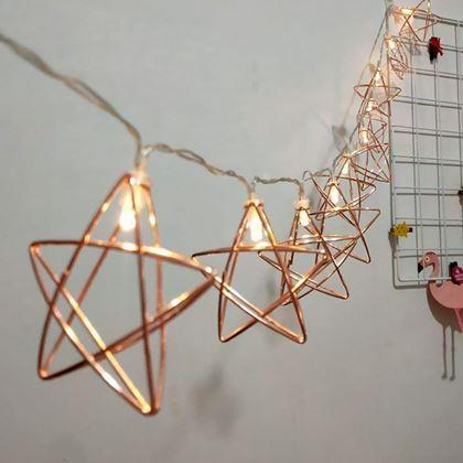Obrazek z Dekoracyjny łańcuch świetlny LED metalowe gwiazdy