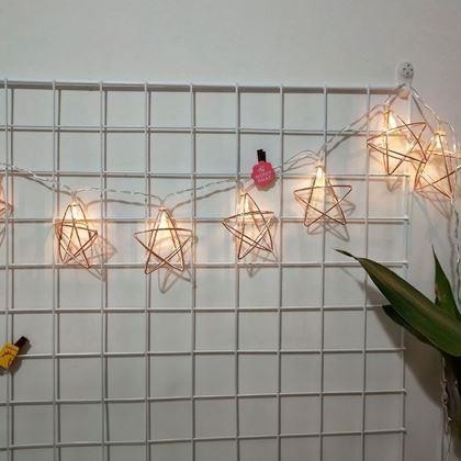 Obrazek z Dekoracyjny łańcuch świetlny LED metalowe gwiazdy