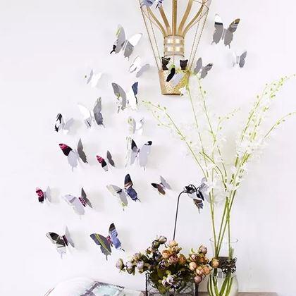 Obrazek z Lustro motyl 12 szt. - srebrny