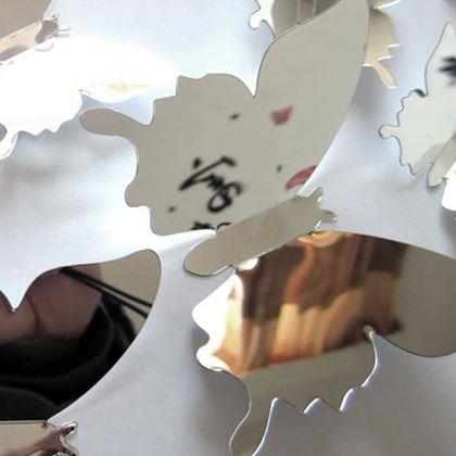 Obrazek z Lustro motyl 12 szt. - srebrny