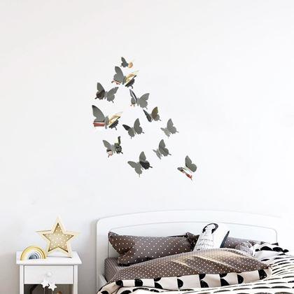 Obrazek z Lustro motyl 12 szt. - srebrny