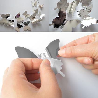 Obrazek z Lustro motyl 12 szt. - srebrny