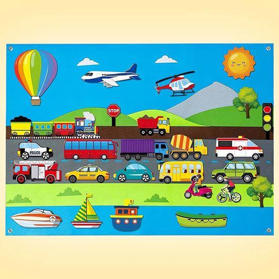 Obrazek z Filcowa tablica edukacyjna dla dzieci - środki transportu