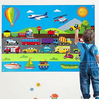 Obrazek z Filcowa tablica edukacyjna dla dzieci - środki transportu